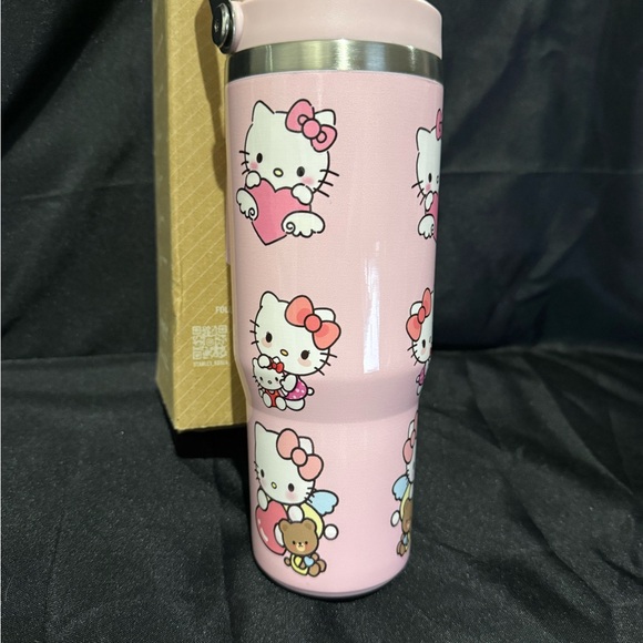 New Stanley 30oz  HK Pink Kitty Teddy Bear Cake Loving Adorable Tumbler - Picture 7 of 11